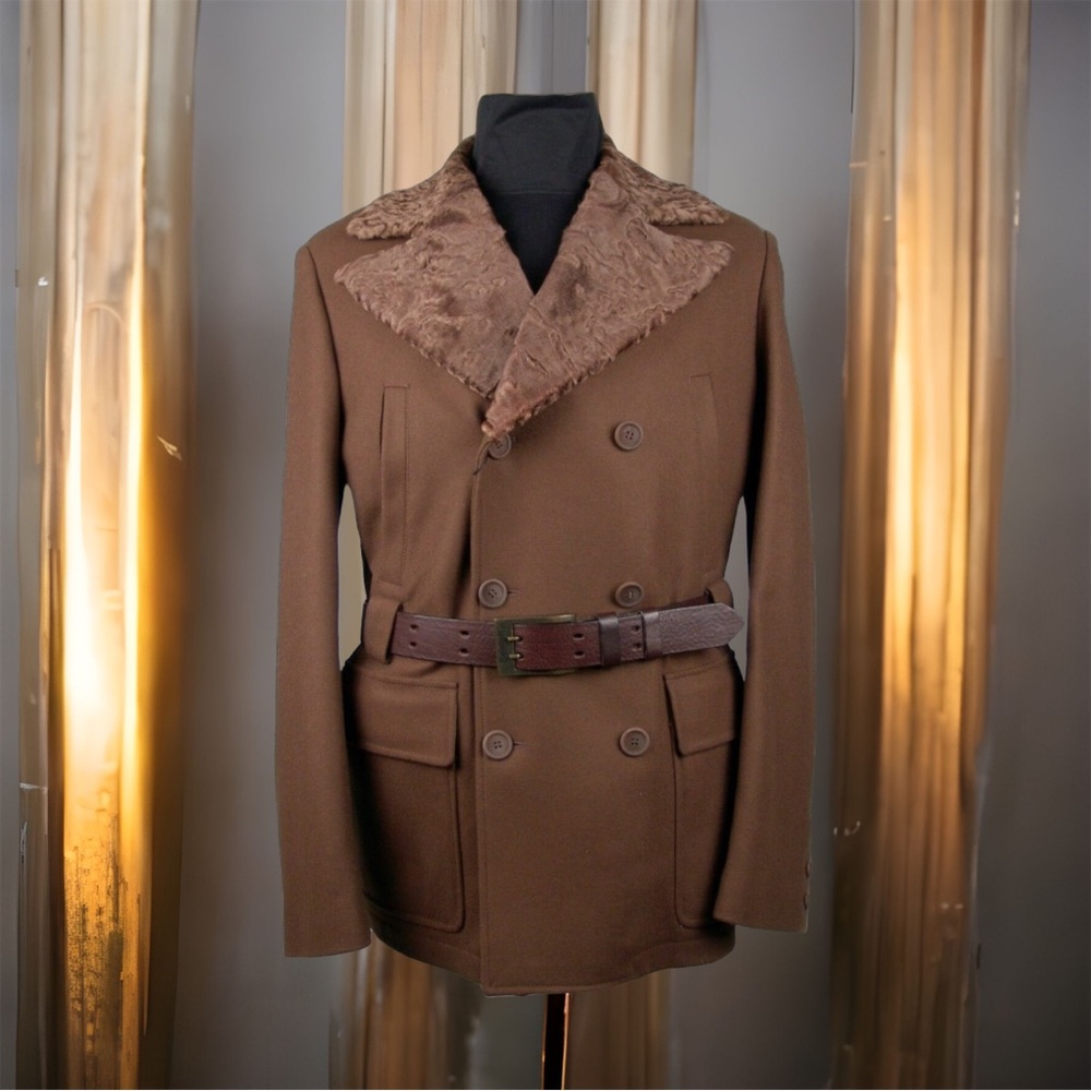 $4500 Belstaff Luxurious Black Label Catwalk Wool Astrakhan Avus Jacket Size L